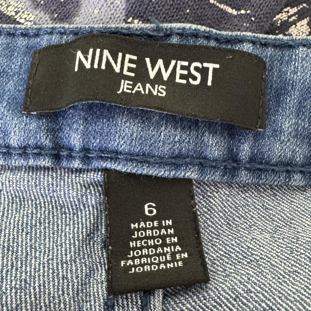 Nine West Jeans Womens 6 Blue Gramercy Skinny Ankle Stretch Denim Distressed - Picture 5 of 13